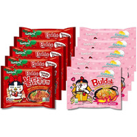 Samyang Buldak Hot Spicy Chicken Ramen Noodle Korean Stir-Fried Ramen (10, Carbonara, Tomato Pasta)