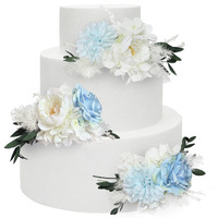 Rinlong 3Pcs Pre-Made Baby Blue Cake Decorating Flowers Cake Toppers Cake Decorations Wedding Decor Birthday Bridal Shower Cake Topper