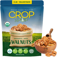 Crop By Pop - Organic Raw Walnuts Halves & Pieces, (32 Oz - 2 Lb) Usda Organic & Non Gmo Certified - Plant Based, Vegan, Kosher