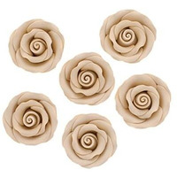 Global Sugar Art Premium Edible Roses, Ivory, Unwired, Medium 1.5 Inches, 12 Count By Chef Alan Tetreault