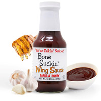 Bone Suckin' Garlic & Honey Wing Sauce, All Purpose Wing Sauce For Chicken Wings, Turkey Wings, Gluten Free, Non Gmo, Kosher, Sweetened With Honey & Molasses