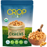 Crop By Pop - Organic Raw Cashews, (16 Oz - 1 Lb) Usda Organic & Non Gmo Certified - Plant Based, Vegan, Kosher