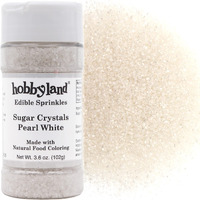 Hobbyland Natural Colored Decorating Sugar Crystals (Pearl White) Made With Natural Food Coloring, Handcrafted Color, Large Size Sugar Crystals