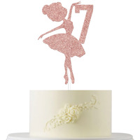Ballerina 7Th Birthday Cake Topper, Ballerina One Cake Topper, 7Th Birthday Cake Topper, Ballerina Birthday Cake Decorations, Princess Cake Topper, Dancing Girl Birthday Decorations Rose Gold Glitter