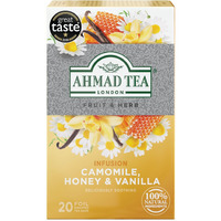 Ahmad Tea Herbal Tea, Camomile, Honey, & Vanilla Teabags, 20 Ct (Pack Of 6) - Decaffeinated & Sugar-Free