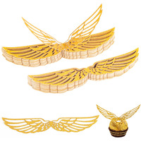 50Pcs Golden Snitch Wings Chocolate Decoration, Coldairsoap Happy Easte Cupcake Toppers Party Chocolate Wings Decor With 50Pcs Glue Dots Wizard Party Golden Snitch Cake Toppers For Themed Party