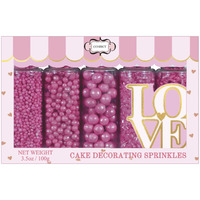 Confect Sprinkles For Cakes & Cupcakes Decoration | Assorted Pack Of 5 Barbie Playtime Pearl Sprinkles | Hot Pink Sprinkles | Birthday Sprinkles | Edible Mix Dragees, Jimmies & Sparkling Sugar - 3.5 Oz
