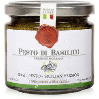 Frantoi Cutrera Classic Basil Pesto Sauce For Pasta And Bruschetta Topping, Creamy Italian Spread With Basil, Pistachio, Almonds, And Evoo, Product Of Sicily, Italy Glass Jar, 6.7 Oz (190G)