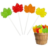 Maple Leaf Candy Lollipops - 24 Fall Suckers Individually Wrapped Bulk (24 Count, Grapefruit, Lemon, Apple, Maple Cinnamon)