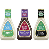 Ken's Steak House Creamy Caesar, Ranch, Asian Sesame Dressing Variety Pack,16 Fl Oz. (Count Of 3)