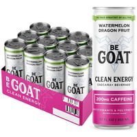 Begoat Watermelon Dragonfruit Clean Energy Drink | 200 Mg Caffeine, Non Gmo, 6 Ingredients, 35 Calories, Antioxidants, Vegan, Gluten-Free 12 Fl Oz (Pack Of 12)