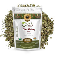 Organic Way Dried Blackberry Leaf Whole (Rubus Fruticosus) - European Wild-Harvest | Organic & Kosher Certified | Raw, Vegan, Non Gmo & Gluten Free | Usda Certified | Origin - Albania (1Lbs / 16Oz)