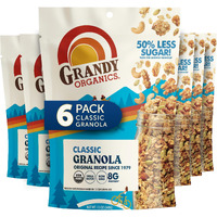Grandy Organics Classic Granola, Certified Organic Granola Cereal, Low Sugar - Made With Oats, Pumpkin Seeds, Walnuts And Cashews, 12Oz Bags, Bulk Pack Of 6