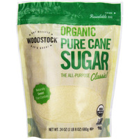 Woodstock, Evap Sugar Pure Cane, Granulated, At Least 95% Organic, 24 Oz