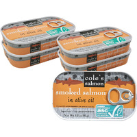 Coles Canned Smoked Salmon Olive Oil 5 Pack - Fresh Caught, Not Frozen Canned Salmon, Preservatives Free, Canned Fish