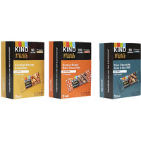 Kind Minis, Variety Pack. Contains 1 Peanut Butter Dark Chocolate, 1 Caramel Almond & Sea Salt, And 1 Dark Chocolate Nuts & Sea Salt, Low Sugar, Healthy Snacks, Ilios Packaging. 3 Packs [30 Bars]