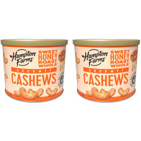 Hampton Farms - Usa Grown Gourmet Nuts - Honey Roasted Cashews - 11 Oz. Canisters - 2 Pack