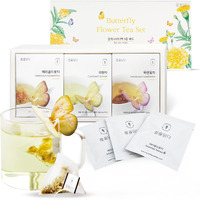 Kkokdam Tea Gift Set - Butterfly Tea Bags, Yellow Tea Variety Pack - Tea Bag Sampler, Tea Set, Unique Tea Gifts, Fancy Tea Bags, Korean Gift Set, Tea Korean Gifts - 3 Flavors