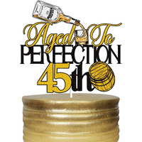 Aged To Perfection 45Th Birthday Cake Toppers Whiskey Forty Five 45 Years Old Cake Decor Happy 45Th Birthday Vintage 1988 Themed Party Supplies