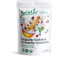 Food To Live Organic Golden Crunchy Granola, 12 Ounces - Small Batch, Handcrafted, Bulk, Great As Snack For Breakfast Cereals, Contains Hazelnuts, Pecan Nuts, Almonds, Coconut, Flax Sunflower Seeds