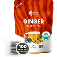 Tiger Organics, Ginger Herbal Tea - 100 Biodegradable Teabags | Natural Immunity Booster & Healthy Digestion | Your Breakfast Guardian Tea | Usda Organic Certified