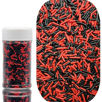 Se Si&Moos Black And Red Sprinkles Red And Black Cake Sprinkles Black And Red For Cupcakes Black Red Jimmies Sprinkles Soft Jimmies Soft Sprinkles Edible Black And Red Sprinkles For Cake Decorating,Ice Cream Toppings & Baking 2.75 Oz