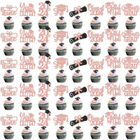 Ttdq 40Pcs Rose Gold Graduation Cupcake Toppers 2024 Graduation Decorations Class Of 2024 Cupcake Toppers 2024 Congrats Grad Cap Cupcake Picks Graduation Party Decorations 2024