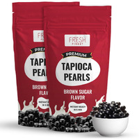 Fresh Finest Brown Sugar Boba Pearls For Boba Tea - 12 Servings Instant Tapioca Pearls Ready In 5 Minutes, 10 Oz Packs (2 Packs)