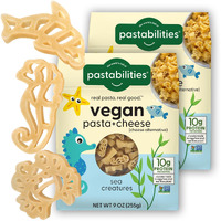 Pastabilities Vegan Mac And Cheese For Kids (& Adults) - Under The Sea - Fun Shapes Sea Creatures, Family Size - Serves 4, Certified Non Gmo Pasta And Cheese Mix, Made In The Usa, (2 Pack, 9 Oz)