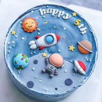 Gallarato Mini Size Blue Space Cake Decoration First Trip Around The Sun Cake Topper Two The Moon Cake Decoration Rocket Cake Decor Astronaut Cake Decoration
