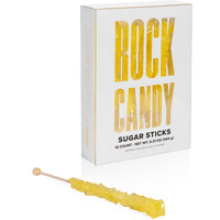 Candy Envy - Yellow Rock Candy Sugar Sticks - Banana Flavored - 12 Indiv. Wrapped