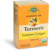 Herbal Cup Ayurveda Turmeric Tea, Organic Lemon Ginger, No Caffeine Herbal Teas (Organic Lemon Ginger, 16 Count (Pack Of 1))