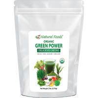 Z Natural Foods Organic Green Powder Supergreens, Superfood Powder, Antioxidant-Rich, Nutrient-Dense Greens Blend, 100% Natural Superfood, Vegan, Gluten Free, Non-Gmo, Kosher, 5 Lb