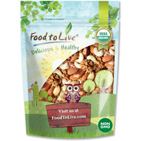 Food To Live - Organic Mixed Raw Nuts, 1 Pound Cashews, Brazil Nuts, Walnuts, Almonds, Non-Gmo, Kosher, Raw, Vegan, Unsalted, Bulk