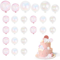 24 Pcs Colorful Bubble Decorations Ball Cake Topper Balloon Cake Topper Bubble Bubble Balls Cupcake Insert Topper Set Diy Decoration For Wedding Anniversary Baby Shower Birthday Party(Clearpinkwhite)