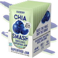 Chia Smash Blueberry Jam Squeeze Packets | Natural, Keto & No Sugar Added | Vegan & Upcycled Fruit Spread | Low-Calorie, Superfood Snack | Single-Serve (10 Packets)