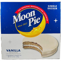Moon Pie Single Decker - Vanilla. The Original Marshmallow Sandwich, 12 Pies Per Box.