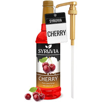 Syruvia Cherry Syrup - Premium Flavoring Syrup For Tea, Italian Sodas, Beverages, Desserts, Ice Cream, Cocktails & Mocktails - Kosher, Gluten Free - 25.4 Fl Oz. With Syrup Pump