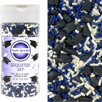 Mystic Sprinkles Graduation Day Sprinkles Mixes (Graduation Day! Navy Blue & White Sprinkle Mix 3.8Oz)
