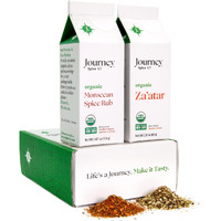 Gourmet Organic Moroccan Spice Rub & Organic Zaatar Gift Set By Journey Spice Co. | Salt-Free | Mediterranean Seasoning | Meat & Vegetable Seasoning