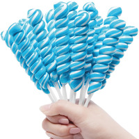 Rainbow Twist Lollipops Individually Wrapped Bulk, Twisty Lollipop, Kid's Lollipops Candy For Birthday Party,Blueberry Flavor 15 Pack - Big Size