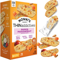 Nonni's Thinaddictives Almond Thin Cookies - Papaya & Passionfruit Almond Cookie Thins - Biscotti Italian Cookies - Biscotti Individually Wrapped Cookies - Kosher Coffee Cookies - 4.4 Oz