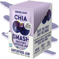 Chia Smash Concord Grape Jam Squeeze Packets | Natural, Keto & No Sugar Added | Vegan & Upcycled Fruit Spread | Low-Calorie, Superfood Snack | Single-Serve (10 Packets)