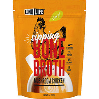 Lonolife Mushroom Chicken Bone Broth Powder Mix | 10G Protein | Collagen-Rich, Keto & Paleo Friendly | Natural Ingredients | 8Oz Bulk Container (15 Servings)