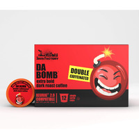 Java Factory Extra Caffeine Strong Coffee Pods, Extra Bold, Caffeinated Dark Roast, 12 Count