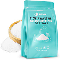 Birdee Baja Sea Salt - 35.2 Oz., Unrefined Baja Mineral Sea Salt, Fine Grain High Mineral Sea Salt, 82 Minerals Fine Grain, Natural 35% Less Sodium