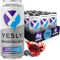 Yesly Hydrating Electrolyte Vitamin Water, 16 Fl Oz - Zero Sugar, Zero Calorie Water With Vitamins C, B12 & B6 And No Artificial Sweeteners - Pomegranate Acai Blueberry (Pack Of 12)