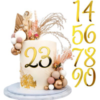 Large Acrylic Cake Numbers Topper, 3.5 Inch 0-9 Numbers Happy Birthday Cake Topper Gold Acrylic Wedding Party Cupcake Toppers For Birthday Party Wedding Anniversary Decorations