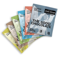 The Good Chocolate - Keto Chocolate Variety Pack, Zero Sugar, Lower Net Carb Snack, Lower Calorie Chocolate Candy Variety Pack, 6 Flavors, 24 Square Family Pack