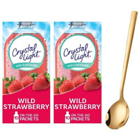 Crystal Light On The Go Drink Mix - Two (2) Pack Of 10Pck - Sugar-Free, Low-Calorie Refreshment With One Sukkar Pasha Long Golden Ss Stirring Spoon (Wild Strawberry)